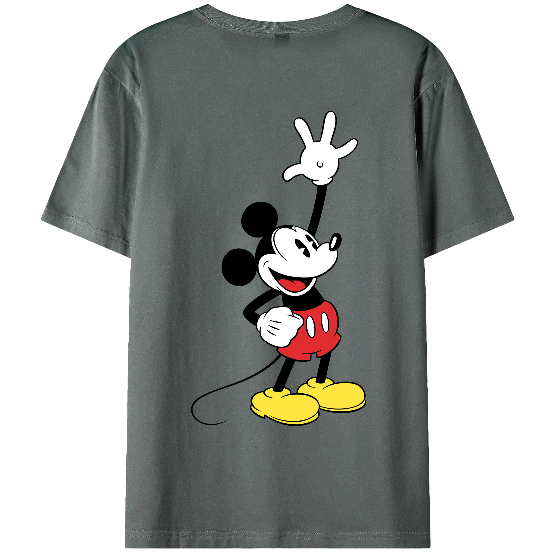 ミッキーマウス Mickey Mouse 綿100％ メンズ半袖Tシャツ（バックプリント） 通気性